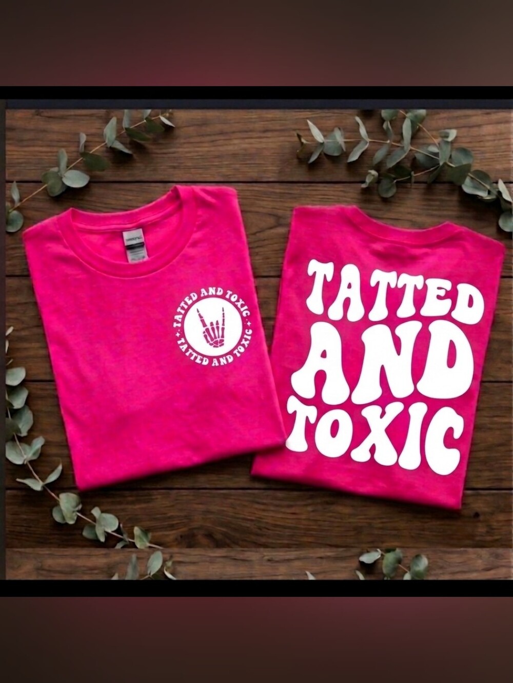 Tatted and toxic shirt funny retro popular wavy lettering tattoo life Pink